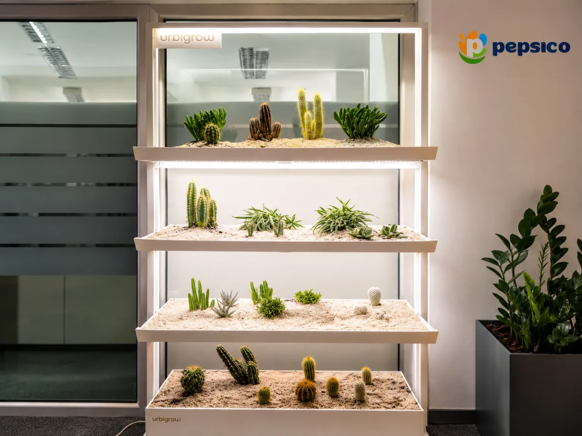 Urbi corner with cacti and succulents in the Pepsico office