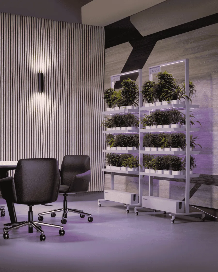 Complete automated UrbiGrow Pro plant shelf